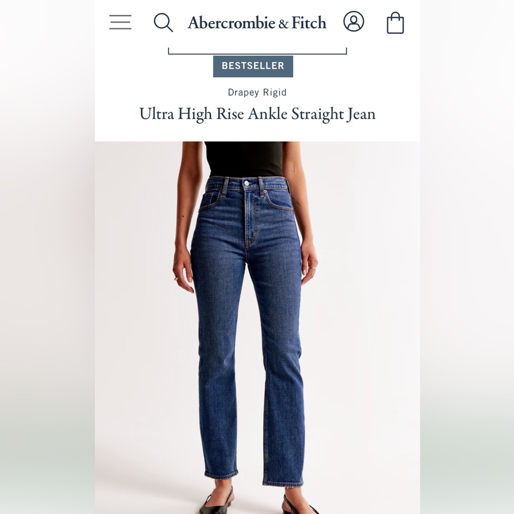 ABERCROMBIE & FITCH Ultra High Rise Ankle Straight Jean